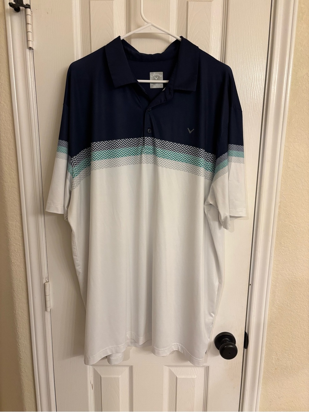 Callaway Polo Shirt Mens 2XL Blue Gray Short Sleeve Golf Collared Opti Dri *